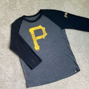 Pittsburgh Pirates Majestic Black and Gray 3/4 Sleeve Tee